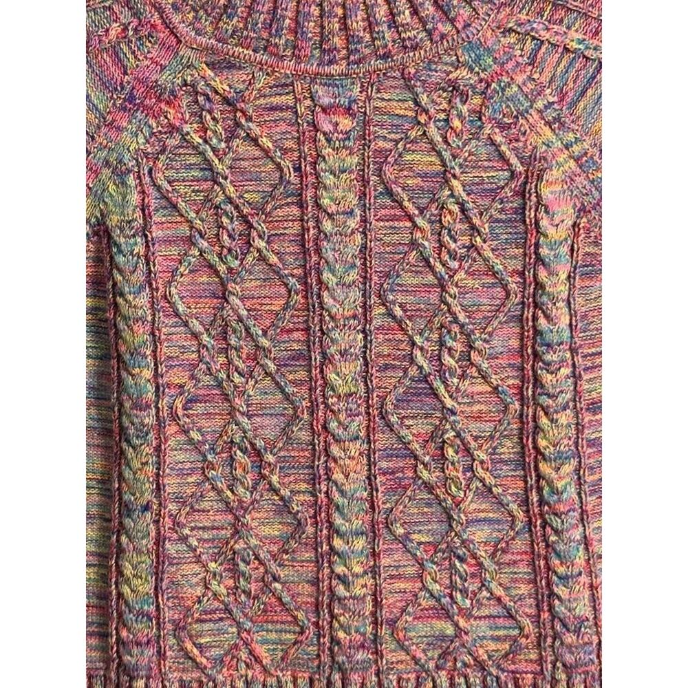 Gap Sweater XL Multicolor Rainbow Cable Knit Crewneck Cotton Pullover Preppy - Picture 2 of 5